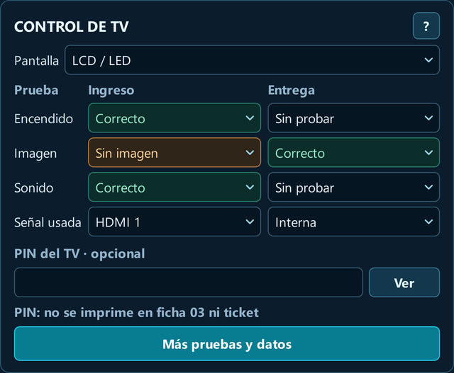 Control real de TV: pruebas de ingreso y entrega